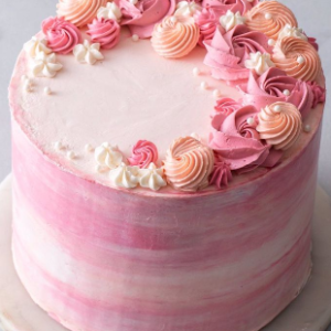 Ombre Pink Buttercream Floral Cake