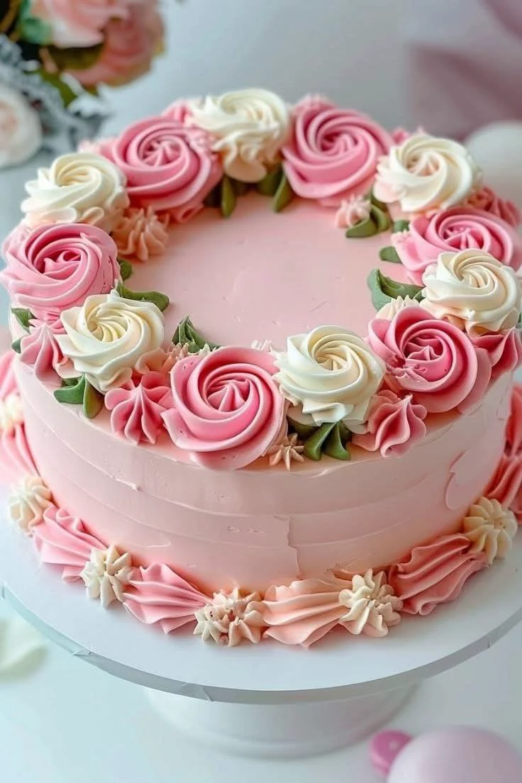 Blush Pink Buttercream Rosette Cake